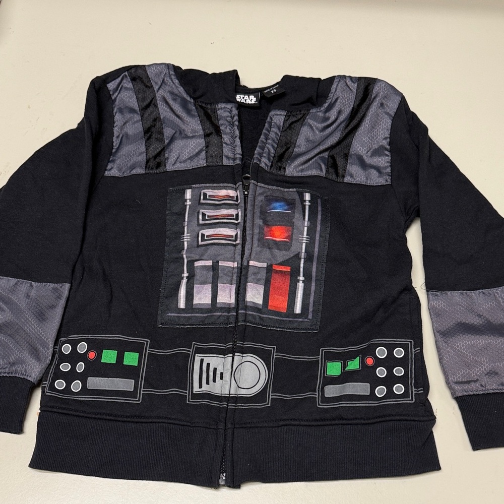 Star Wars Kids Black Graphic Zip-Up Hoodie Size XS